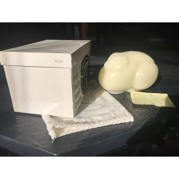 Vintage Faroy Studio Rabbit Candle Ivory Bunny Easter White Pouch Instructions - Picture 3 of 10